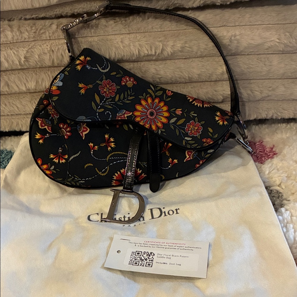 Christian Dior Floral Canvas and Leather Saddle Bag - Picture 3 of 17